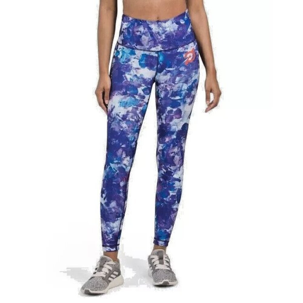 Peloton Reversible Leggings Small Blue Purple Tie Dye High Rise Yoga Activewear